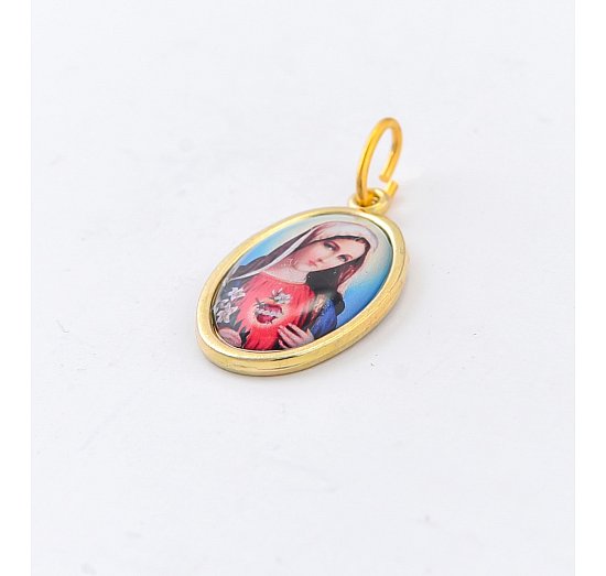 Medalik metalowy kolorowy Serce Maryi